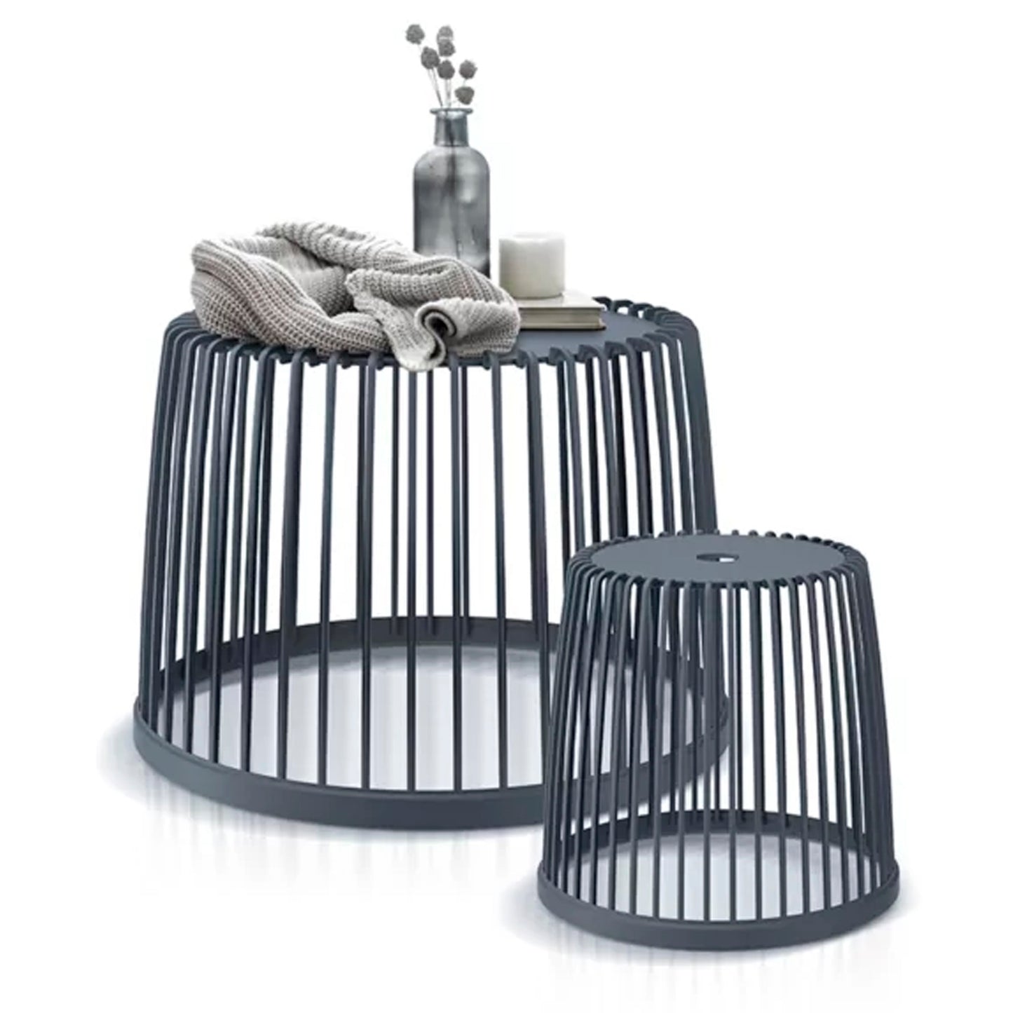 Cesta De Jardín Soporte - Mesa Auxiliar Decorativa Clubo 35+50l , Dimensiones (mm) 590x590x455, Color Antracita