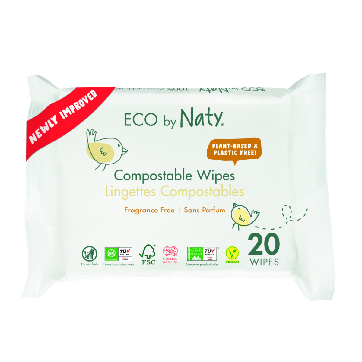 Toalhetes humedecidos tamanho viagem Naty 20 unidades
