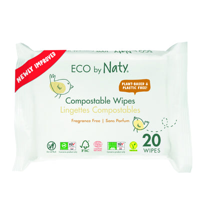 Toalhetes humedecidos tamanho viagem Naty 20 unidades