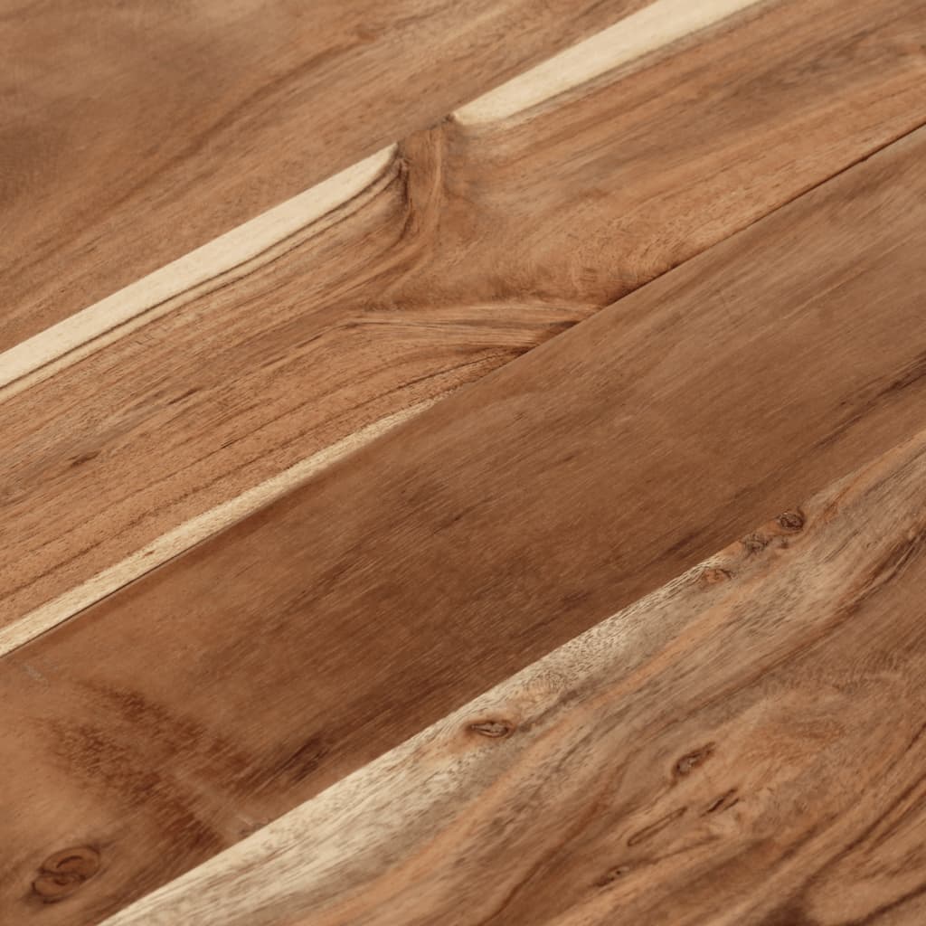 Mesa De Centro Acero Inoxidable Y Madera Maciza Acacia Plateado_3