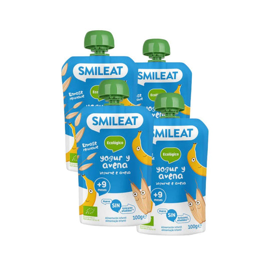 Embalagem com 4 saquetas de iogurte e aveia biológica Smileat, 100g