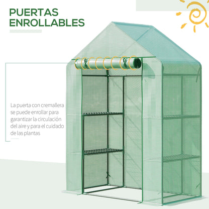 Invernadero De Jardín Outsunny Acero, Pe Verde 141x72x191 Cm_4