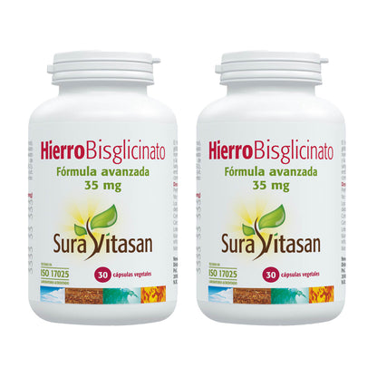 Embalagem 2x Bisglicinato de Ferro, Sura Vitasan, 30 cápsulas