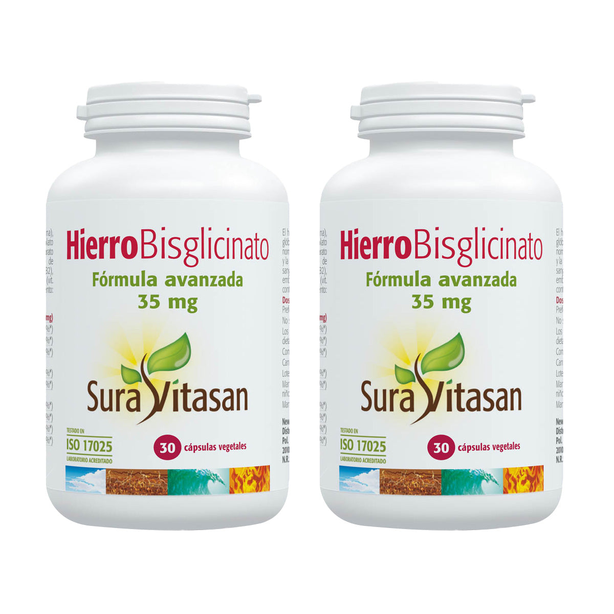 Pack 2x Hierro Bisglicinato, Sura Vitasan, 30 cápsulas