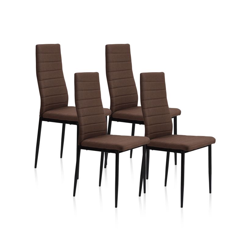 Pack 4 Sillas De Comedor Niza Tejido Tapizado, Marrón, 43 X 98 X 44_1