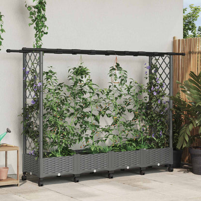 Cama Elevada Con Trellis Y Techo Gris Claro 203 X 40 X 127 Cm_1