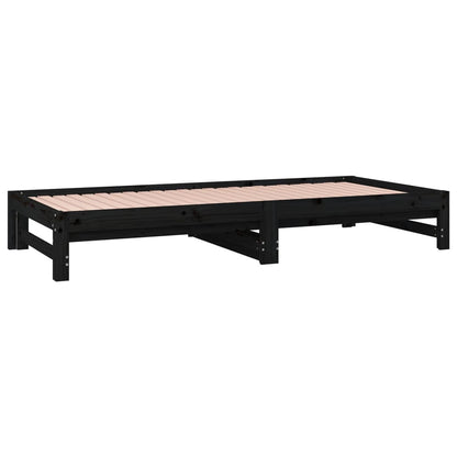 Sofá Cama Extraíble Madera Maciza De Pino Negro 2x(90x190) Cm / Vetonek_2