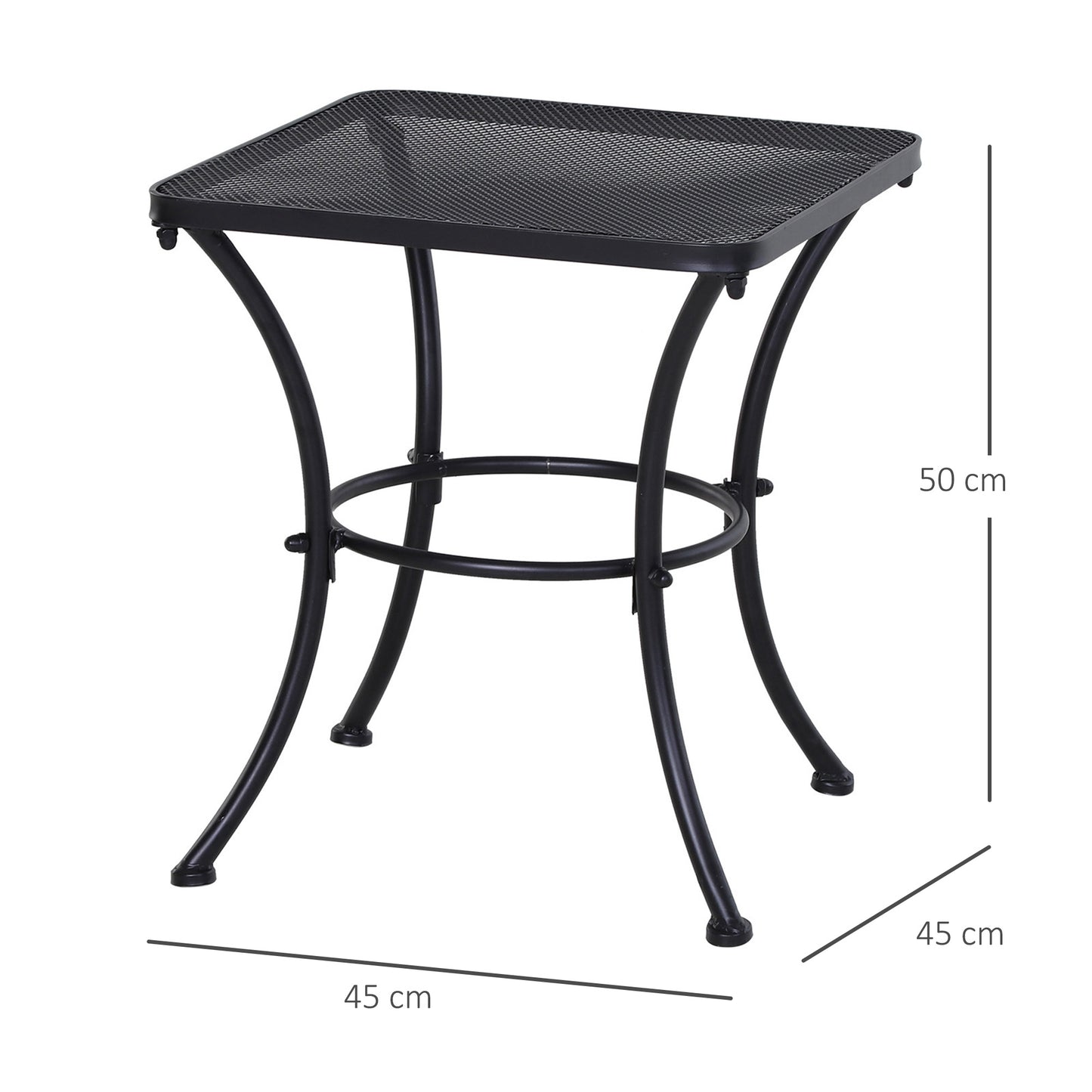 Outsunny Mesa De Jardín Cuadrada De Metal Para Terraza Balcón 45x45x50 Cm Negro_2