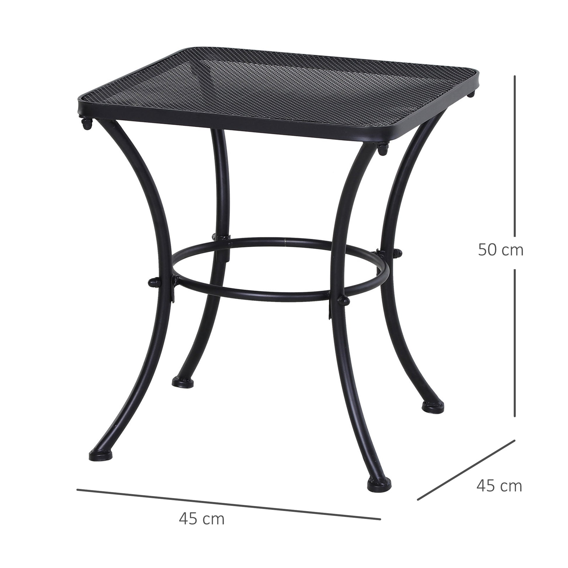 Outsunny Mesa De Jardín Cuadrada De Metal Para Terraza Balcón 45x45x50 Cm Negro_2
