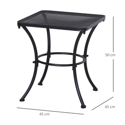 Outsunny Mesa De Jardín Cuadrada De Metal Para Terraza Balcón 45x45x50 Cm Negro_2