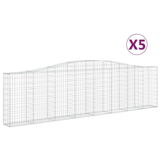 Cestas De Gaviones 5 Uds Forma De Arco Hierro 400x30x100/120 Cm_0
