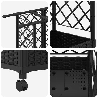 Cama Elevada Con Trellis Y Techo Negro 164 X 40 X 127 Cm Pp_5