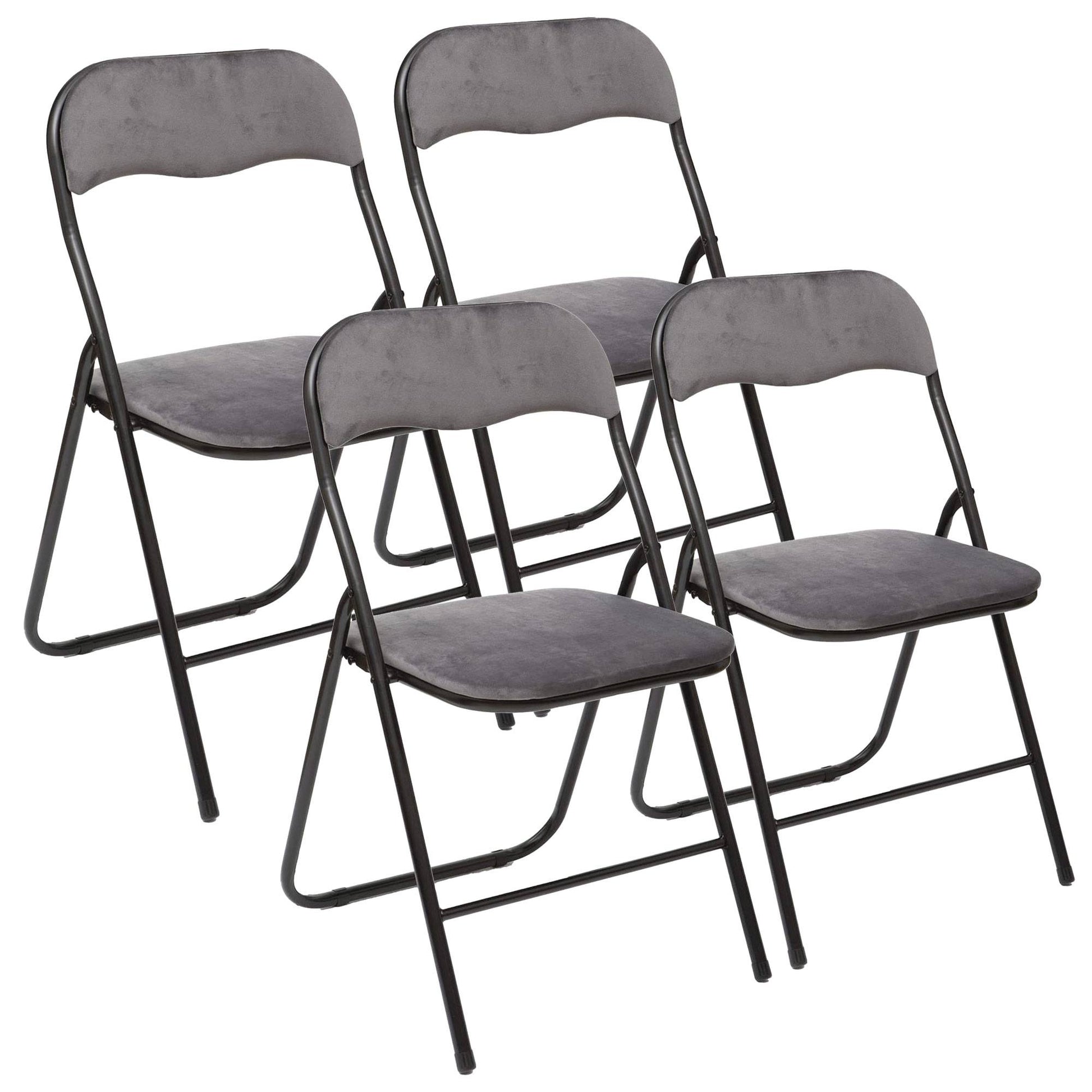 Set De 4 Sillas De Terciopelo Gris (44x52x73cm) - Sofisticación Y Comodidad Asegurada_0