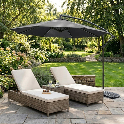 Parasol Excéntrico Led De 3 M Con Base De Medio Abanico – Gris_3