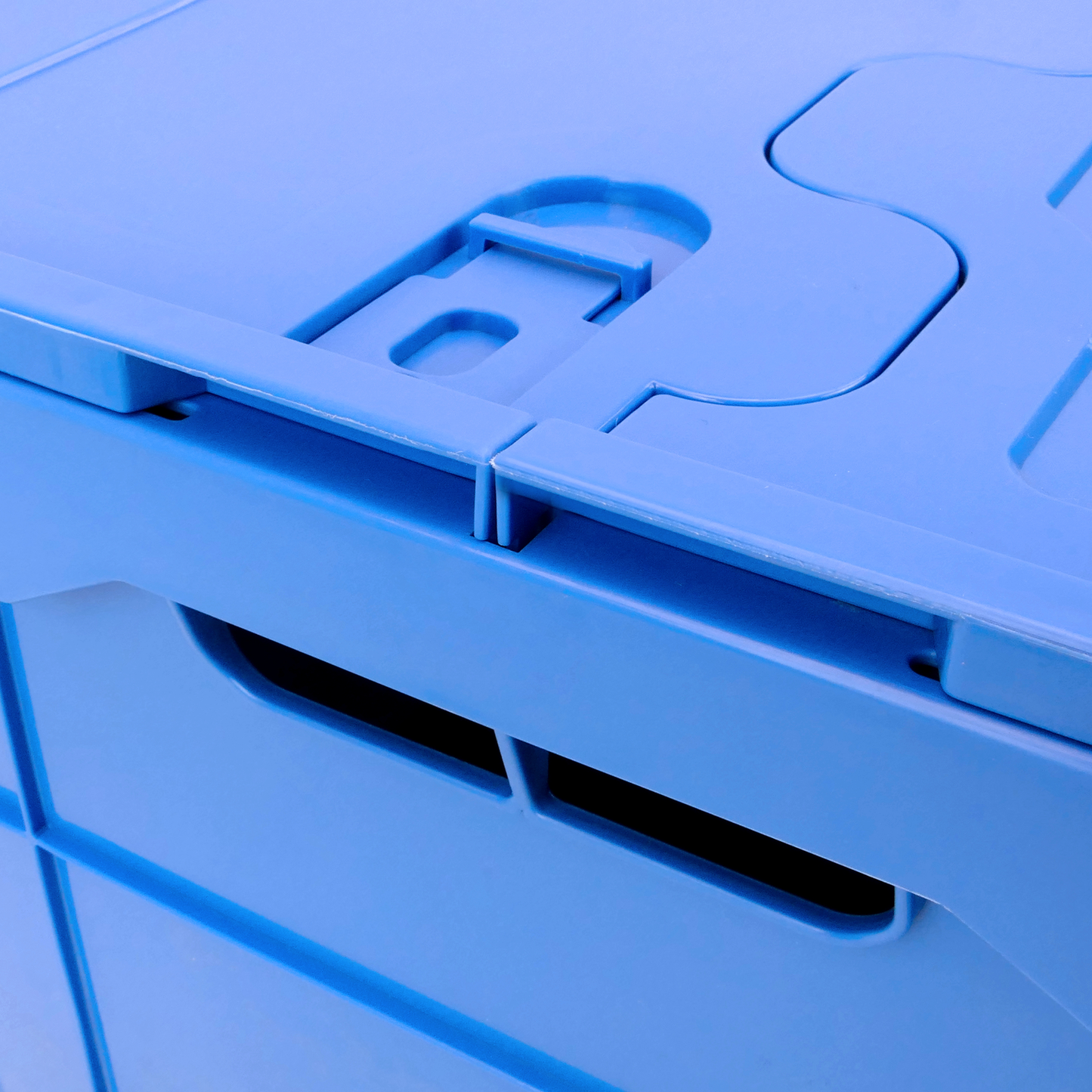 Caja De Plástico Eurobox Plegable Y Apilable. Contenedor Azul Con Tapa 60x40x32cm 65l 5-pack_4