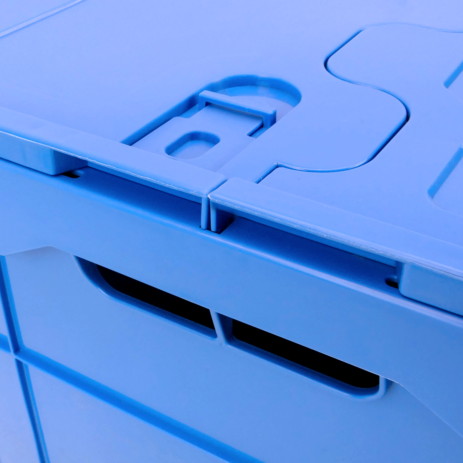 Caja De Plástico Eurobox Plegable Y Apilable. Contenedor Azul Con Tapa 60x40x32cm 65l 5-pack_4
