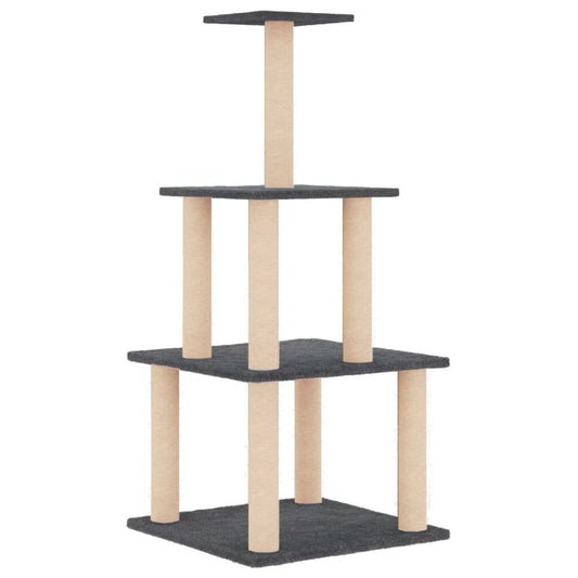 Vidaxl Rascador Para Gatos Con Postes De Sisal Gris Oscuro 111 Cm_0