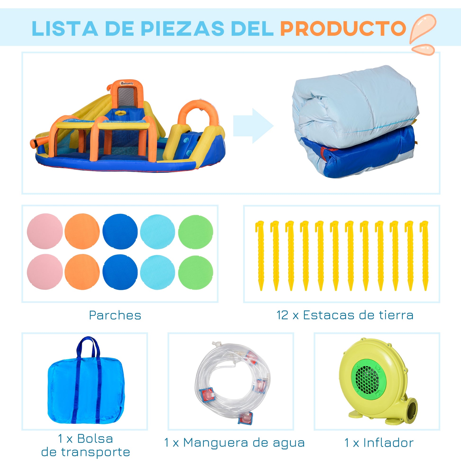 Outsunny Castillo Hinchable Para Niños De 3-8 Años 435x435x200 Cm Multicolor_3