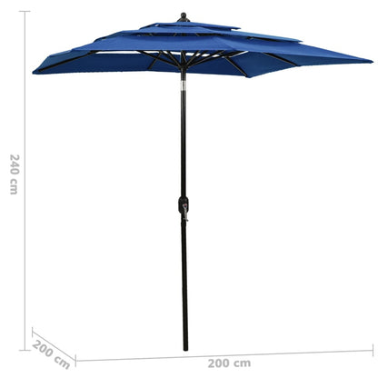 Vidaxl Sombrilla Jardín 3 Niveles Palo De Aluminio Azul Celeste 2x2 M_2
