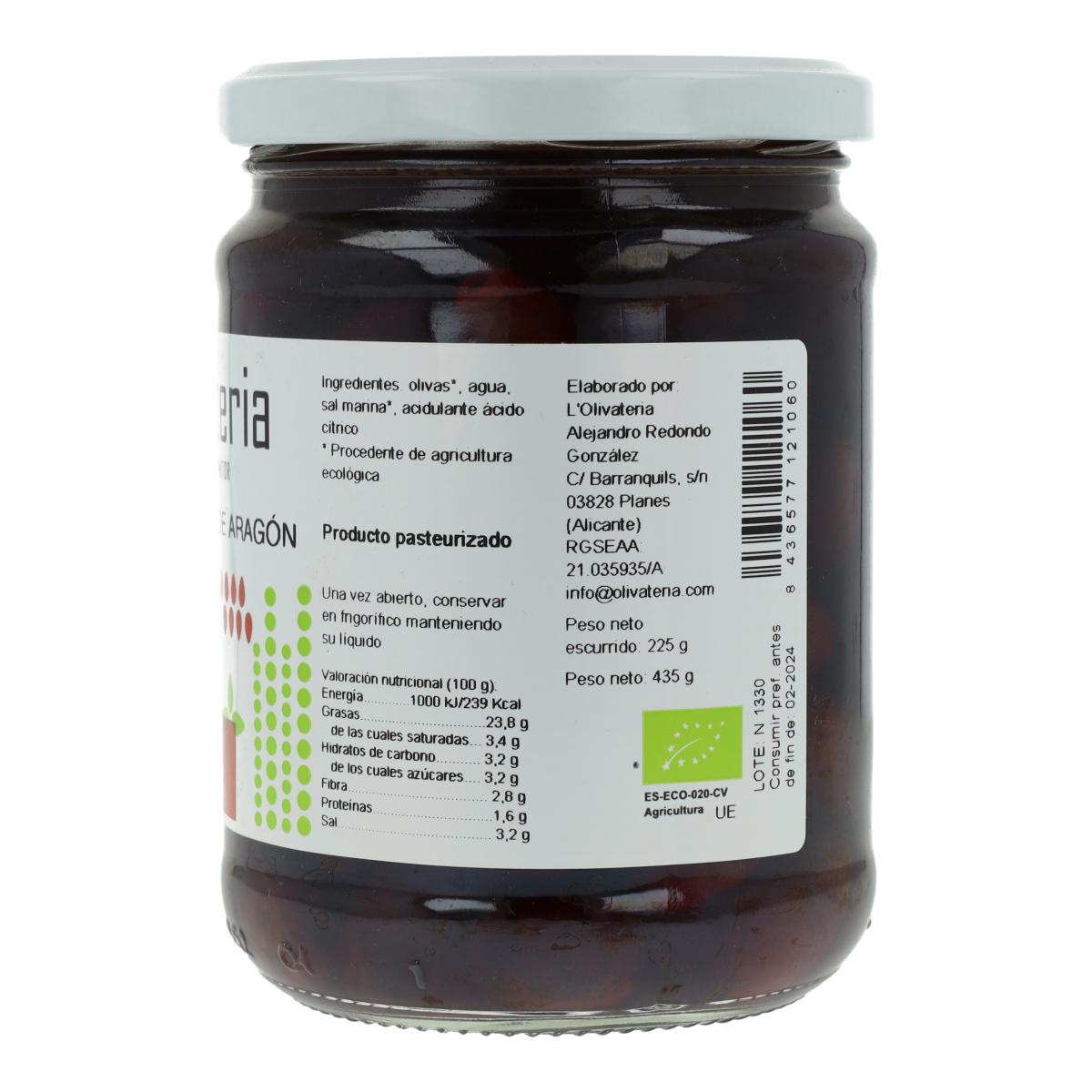 Azeitonas pretas de Aragão BIO Olivateria 225g