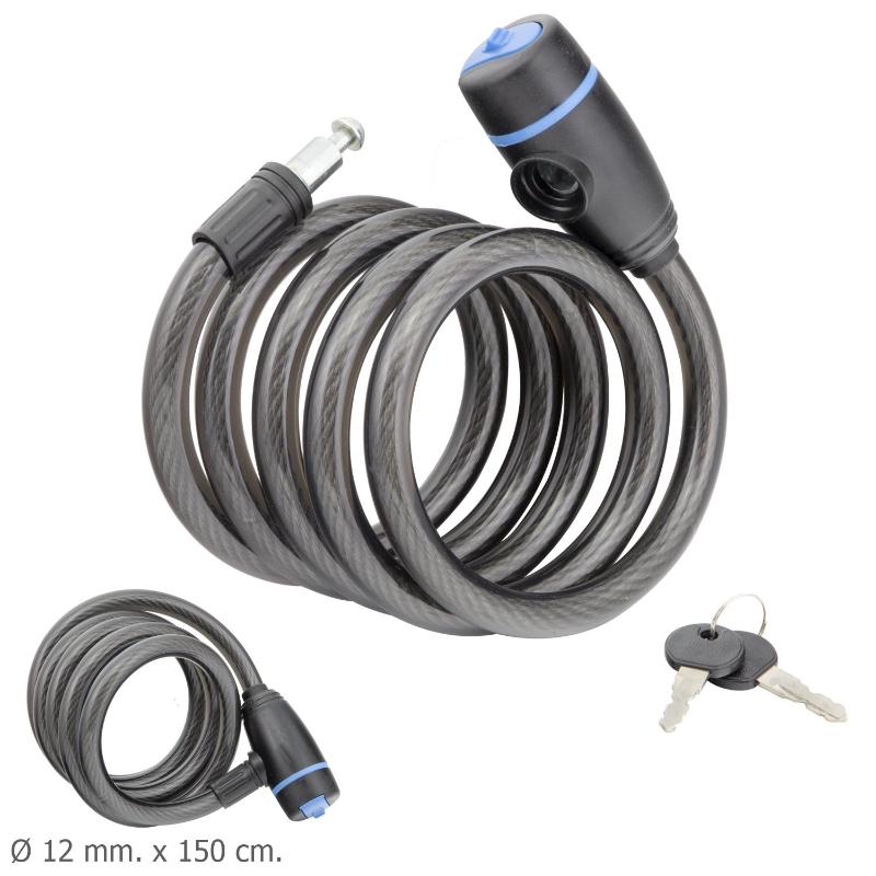 Cable Bicicleta Espiral Con Llave 12 Mm. X 150 Cm._0