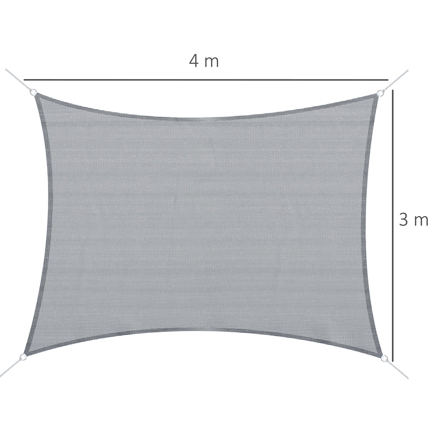 Outsunny Toldo Vela De Sombra Rectangular 4x3 M Protección Rayos Uv Gris_2