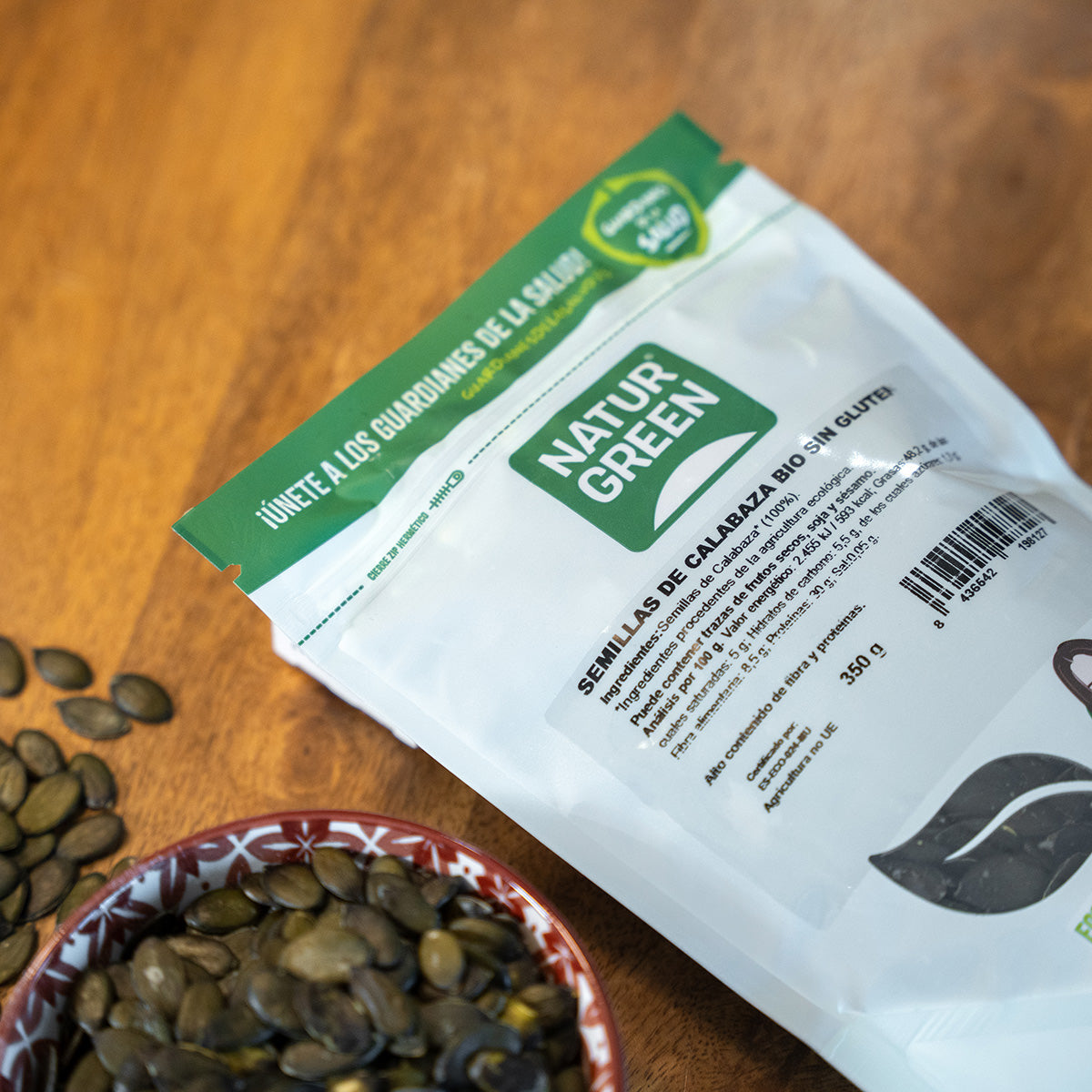 Sementes de abóbora biológicas, Naturgreen, 350 g