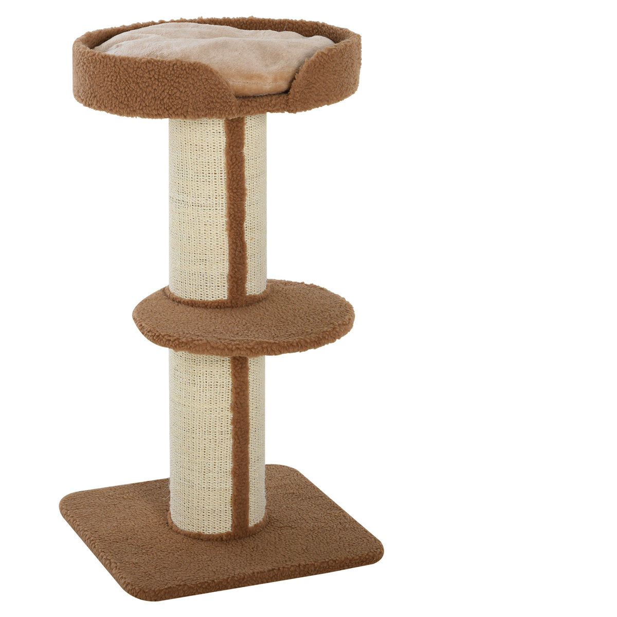 Pawhut Árbol Rascador Para Gatos Altura 91 Cm De 3 Niveles 45x45x91cm Marrón_1