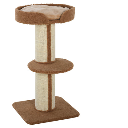 Pawhut Árbol Rascador Para Gatos Altura 91 Cm De 3 Niveles 45x45x91cm Marrón_1