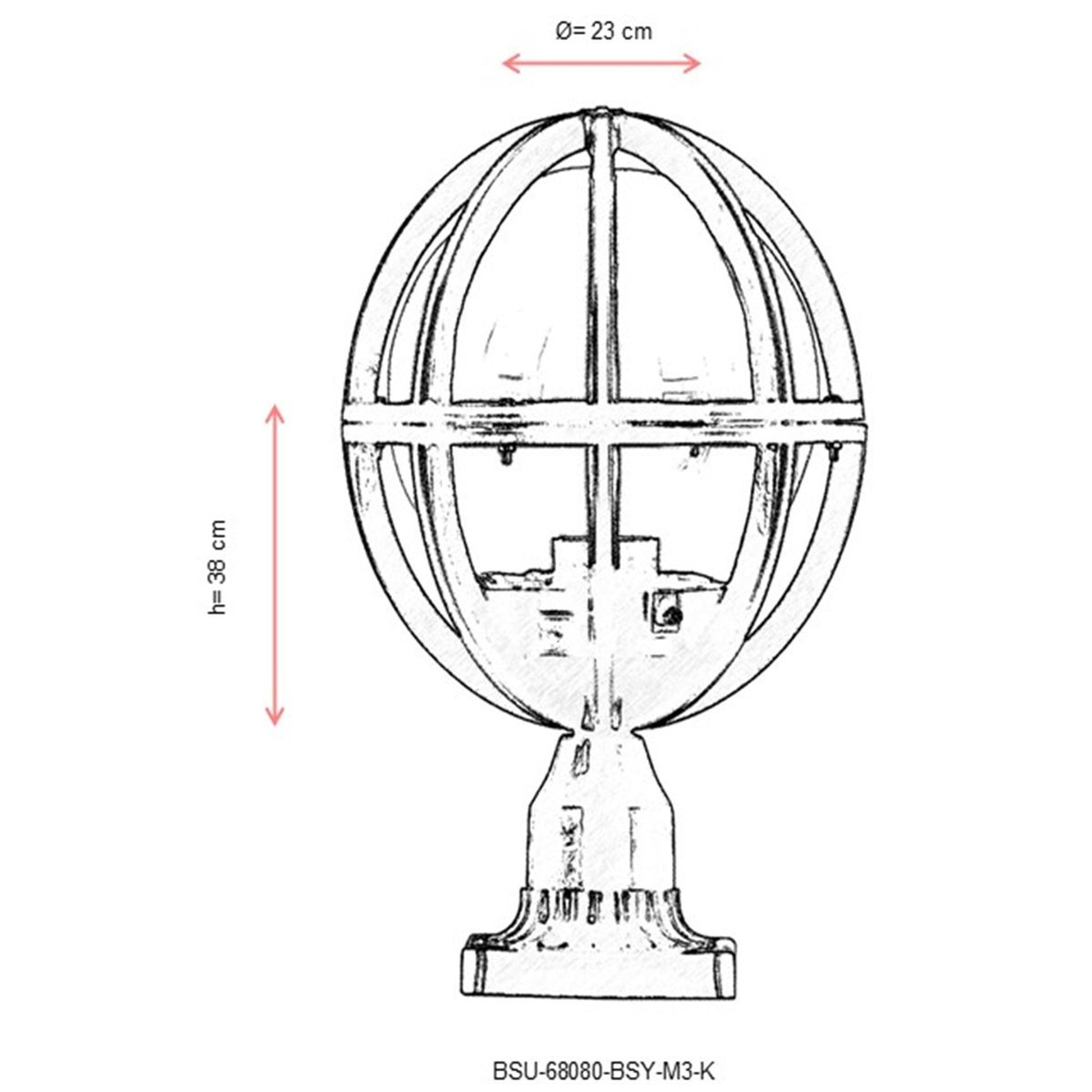 Aplique De Suelo Oval Para Exterior, Abs , Negro, 23x23x38, Casquillo E 27 Max 60 W