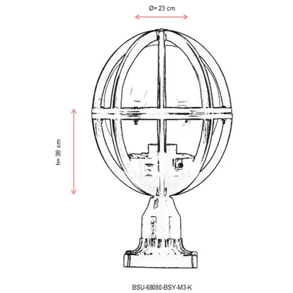 Aplique De Suelo Oval Para Exterior, Abs , Negro, 23x23x38, Casquillo E 27 Max 60 W