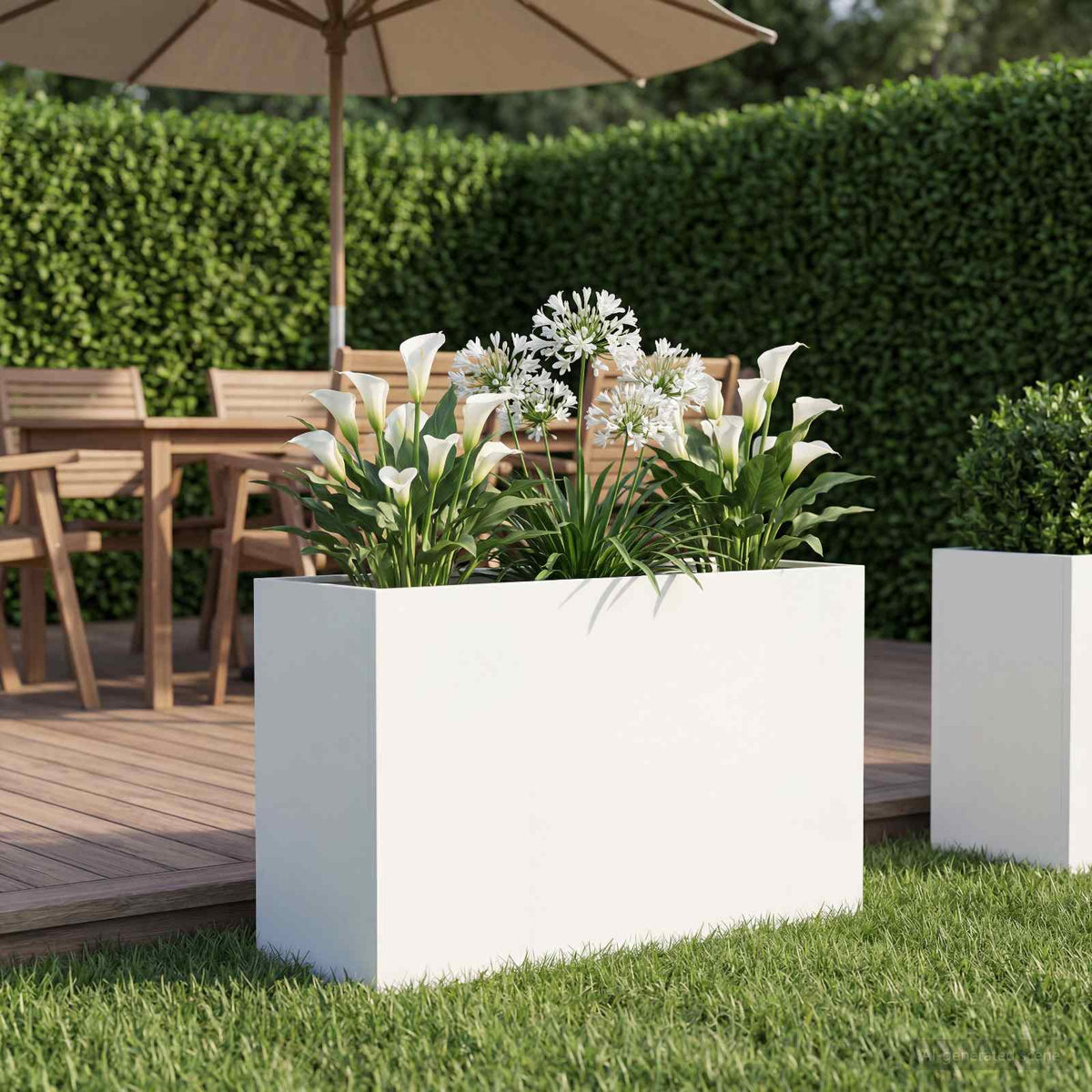 Macetero De Jardín Blanco 80 X 30 X 40 Cm_1