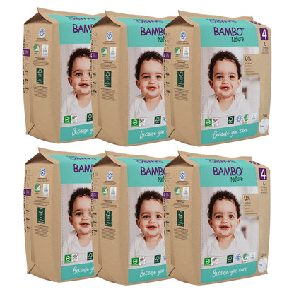 Pack de 6 fraldas Bambo Nature T4 (7-14kg) 24 unidades