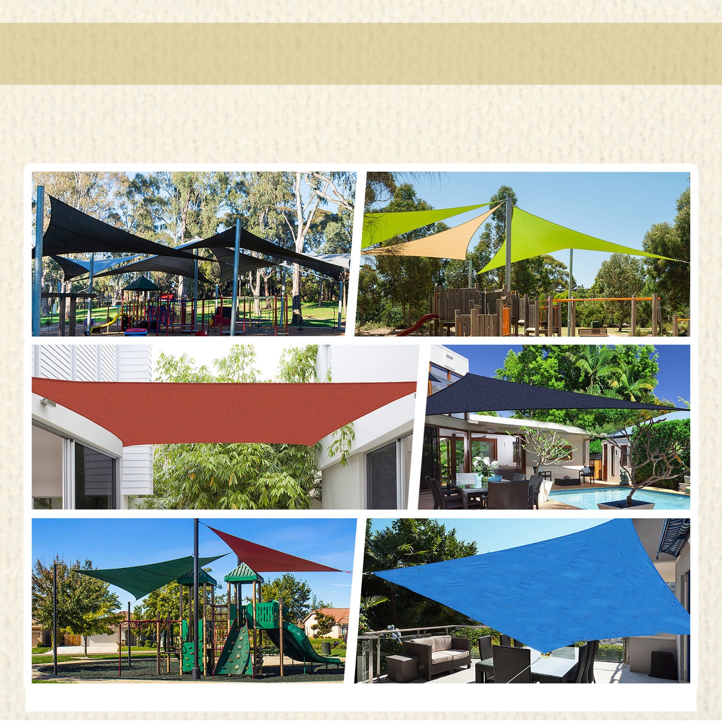 Outsunny Toldo Vela De Sombra Rectangular 6x4 M Protección Rayos Uv Beige_3