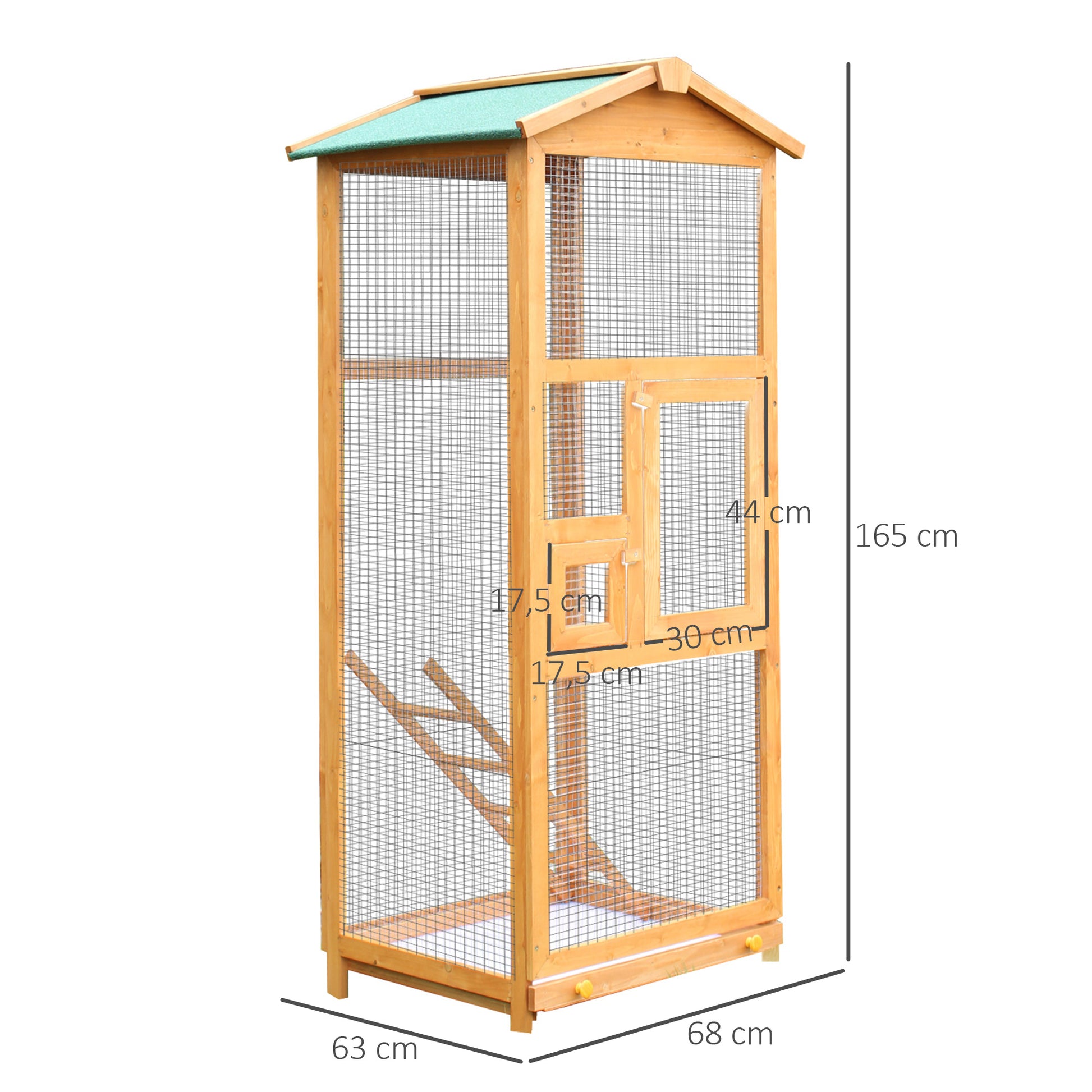 Pawhut Jaula Para Pájaros De Madera Con Bandeja Extraíble Techo Asfáltico_2