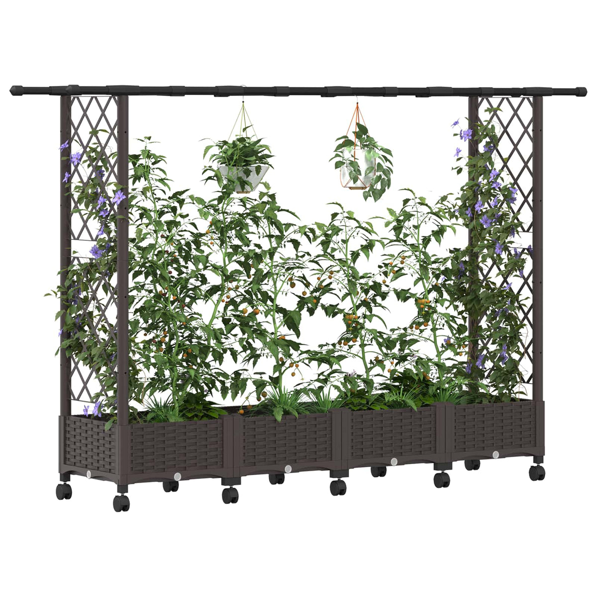 Cama Elevada Con Trellis Y Techo Marrón 203 X 40 X 127 Cm Pp_2