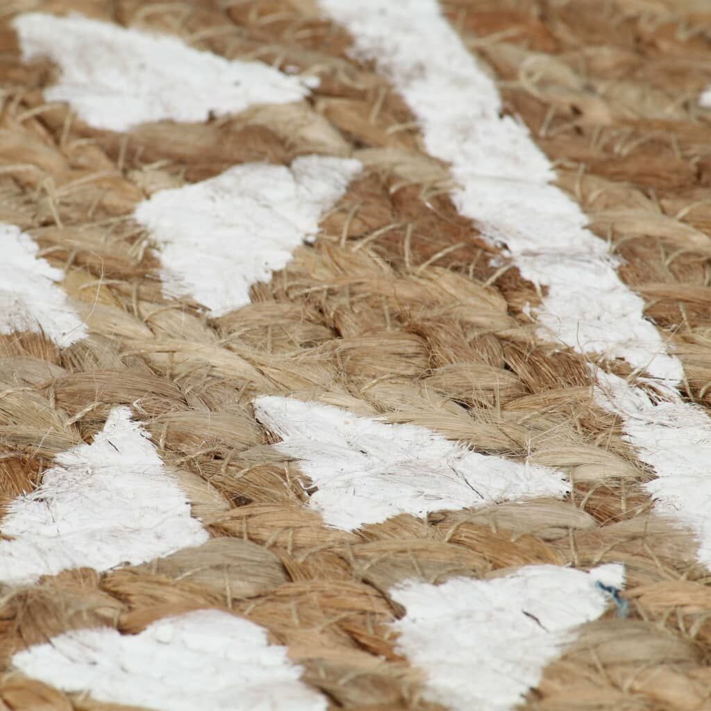 Vidaxl Alfombra De Yute Tejida A Mano Con Estampado Blanco 150 Cm_4