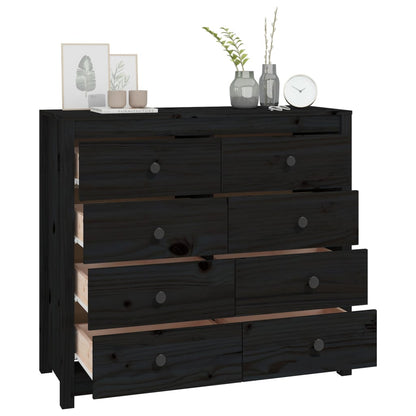 Armario Auxiliar Madera Maciza De Pino Negro 100x40x90 Cm / Vetonek_3