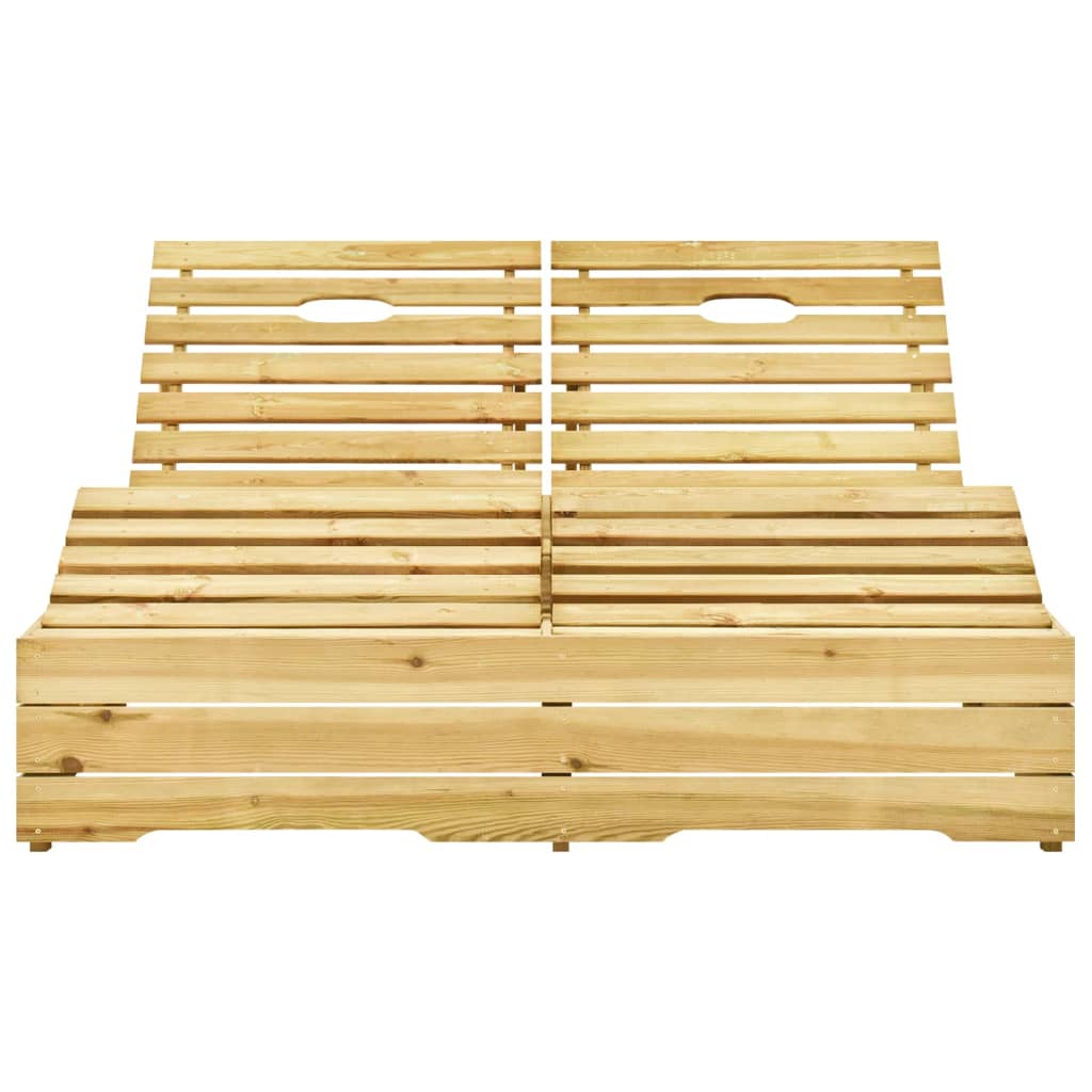 Tumbona Doble Y Cojines Madera Pino Impregnada Azul_3