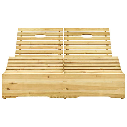 Tumbona Doble Y Cojines Madera Pino Impregnada Azul_3