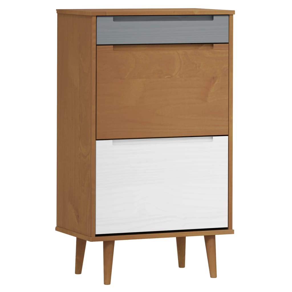 Zapatero Molde Madera Maciza De Pino Marrón 59,5x35x103 Cm / Vetonek_1