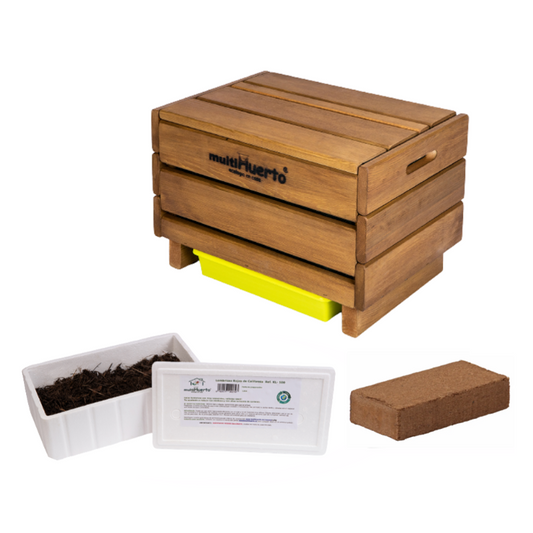 Pack Vermicompostador Frutero Sencillo + 150 Lombrices + Fibra De Coco_0