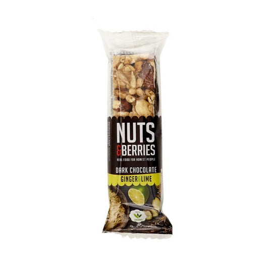Barra de chocolate negro com nozes e frutos vermelhos e gengibre 40g