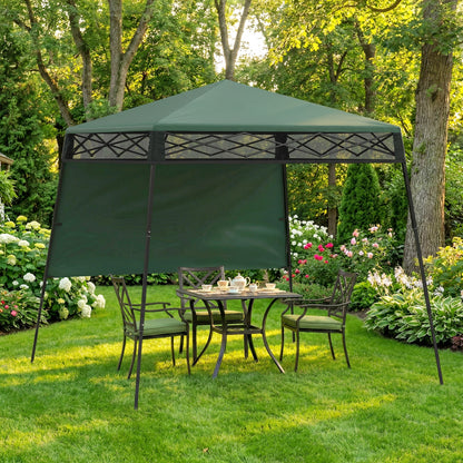 Outsunny Carpa Plegable 220x220x200 Cm Con 1 Pared Lateral Verde_1