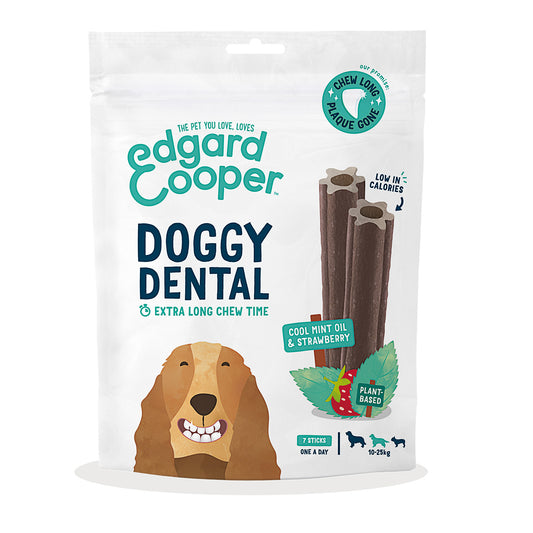 Doggy Dental para cães médios Menta e Morango Edgard Cooper 7 unidades
