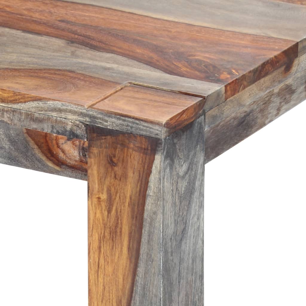 Mesa De Comedor De Madera Maciza De Sheesham Gris 180x90x76 Cm_3