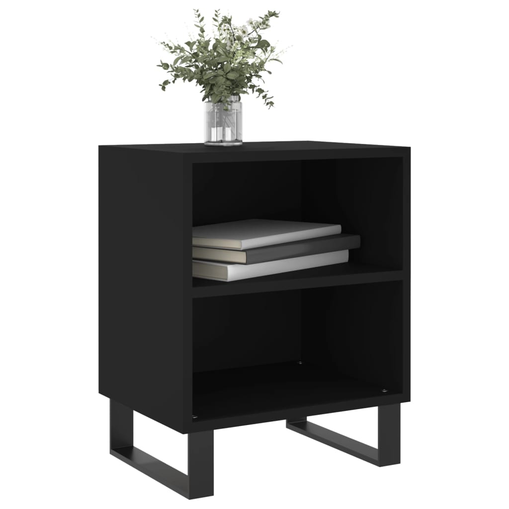 Mesita De Noche Madera De Ingeniería Negro 40x30x50 Cm_1