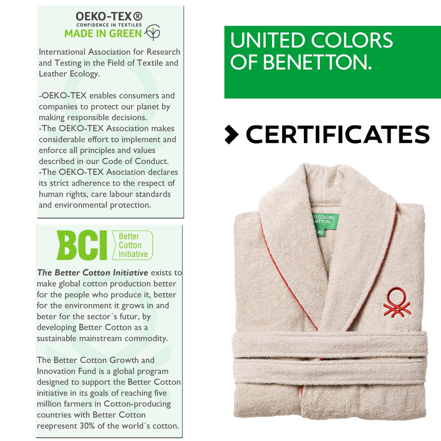 Albornoz L/xl 360gsm 100%algodon Beige Casa Benetton