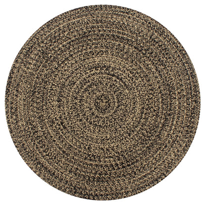Alfombra Hecha A Mano De Yute Negra Y Natural 150 Cm / Vetonek_4