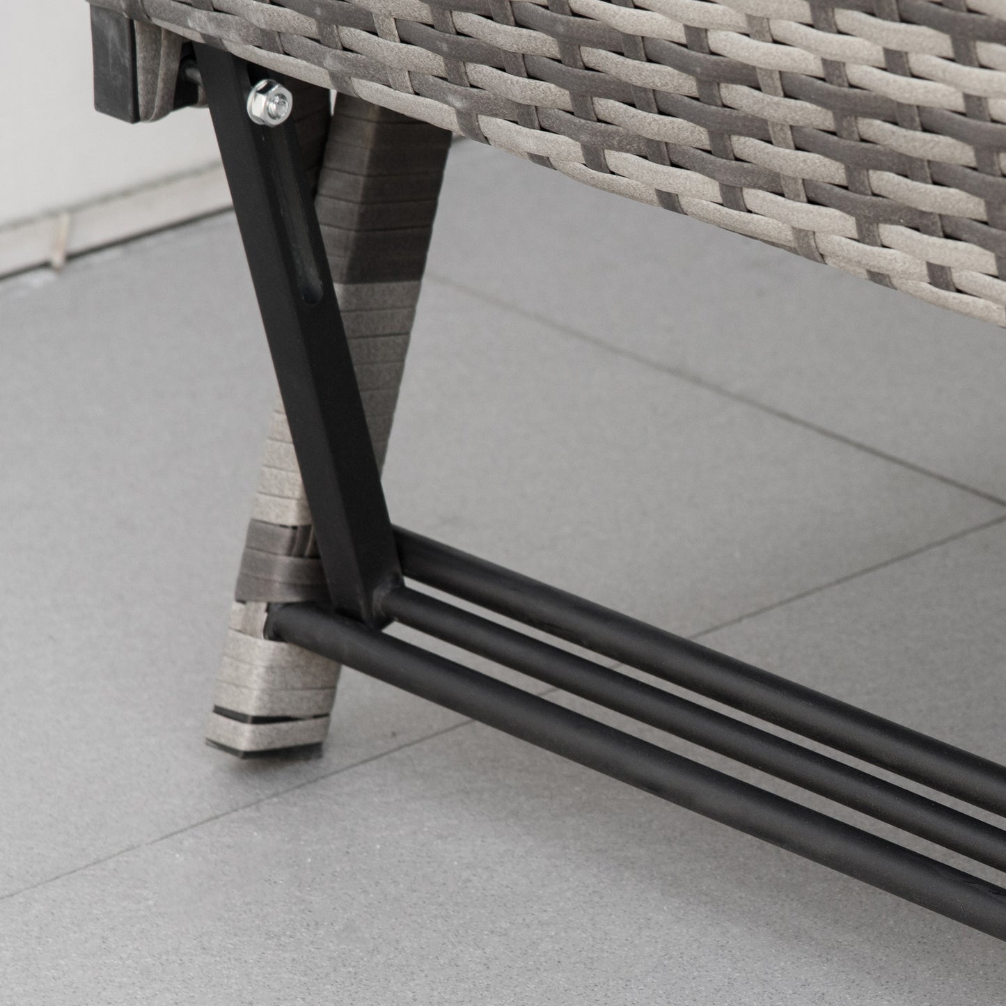 Outsunny Sofá De Ratán 2 Plazas Convertible Cama Con Cojines Acolchados Gris_3
